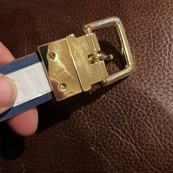 Cole Haan reversible leather belt pink/blue gold buckle - Picture 7 of 8